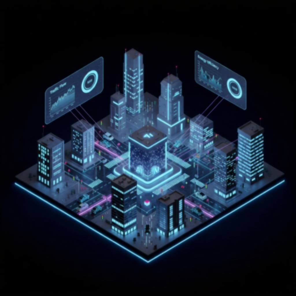 A smart city infrastructure powered by artificial intelligence in internet of things to optimize traffic and energy usage.